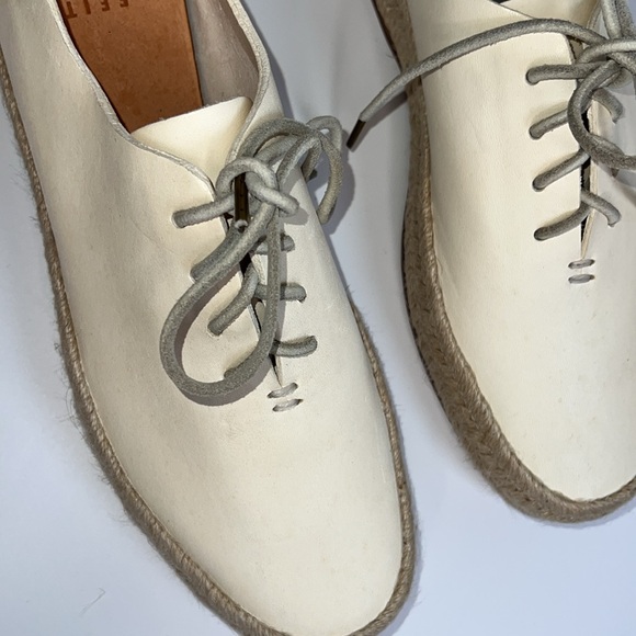 🥿NWT FEIT WOMENS ESPADRILLE TIE UP SHOES HAND SEWN IN COURT WHITE SIZE 40 - Picture 10 of 13